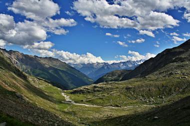 Pohled na národní park Stelvio, Itálie Část italského národního parku Stelvio